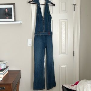 Denim Halter Jumpsuit
